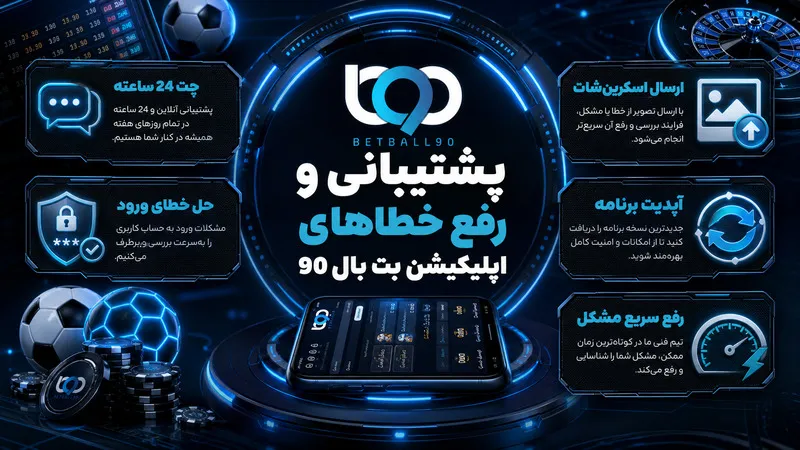 پشتیبانی و رفع خطاهای اپلیکیشن بت بال 90