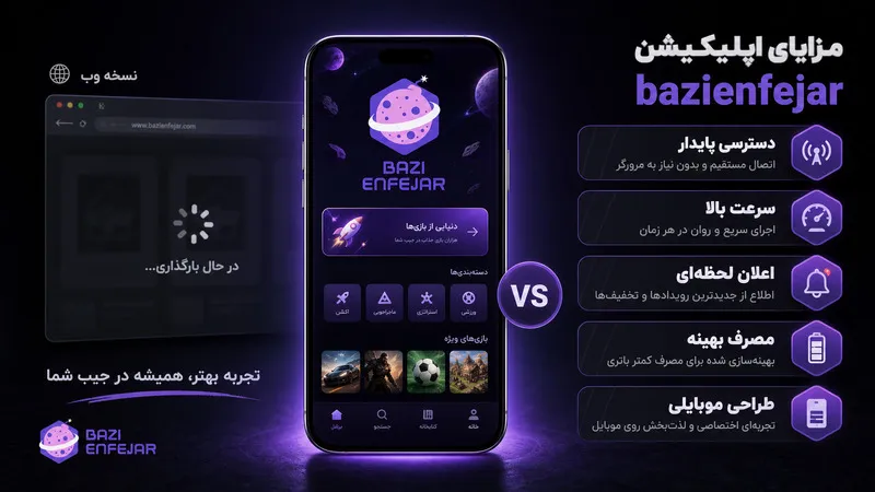 مزایای اپلیکیشن شرط بندی bazienfejar نسبت به نسخه وب 🏆